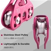 image:imageAzarxis 30 kN Zipline Pulley 6700LBS Zip Line Tandem Dual Trolley Kit for Cable amp Rope Heavy Duty for Rescue Climbing Hauling Backyard Zipline Mountaineering Rigging RedRed