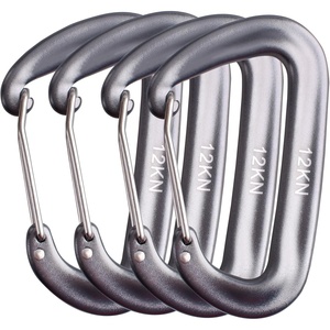 image:imageAzarxis Carabiner Clips 12 25 kN Aluminium D Ring Heavy Duty Lightweight Caribeaners for Hammock Camping Hiking Outdoor Gym Dog Leash Backpack Harness1 12kN  Wiregate  Gray  4 Pack