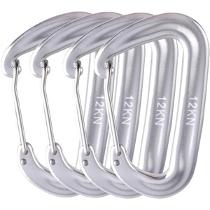 image:imageAzarxis Carabiner Clips 12 25 kN Aluminium D Ring Heavy Duty Lightweight Caribeaners for Hammock Camping Hiking Outdoor Gym Dog Leash Backpack Harness1 12kN  Wiregate  Silvery  4 Pack
