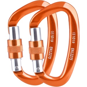 image:imageAzarxis Carabiner Clips 12 25 kN Aluminium D Ring Heavy Duty Lightweight Caribeaners for Hammock Camping Hiking Outdoor Gym Dog Leash Backpack Harness4 25kN  Screwgate  Orange  2 Pack