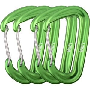 image:imageAzarxis Carabiner Clips 12 25 kN Aluminium D Ring Heavy Duty Lightweight Caribeaners for Hammock Camping Hiking Outdoor Gym Dog Leash Backpack Harness1 12kN  Wiregate  Green  4 Pack
